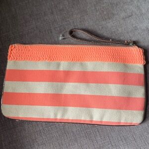 LOFT Coral & Sequined Clutch
